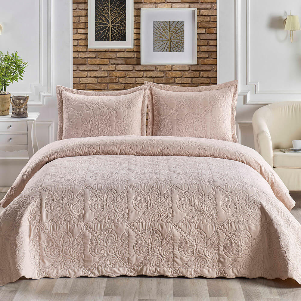 Örtüm Cemre Kahve Çift Kişilik Microfiber Yatak Örtüsü